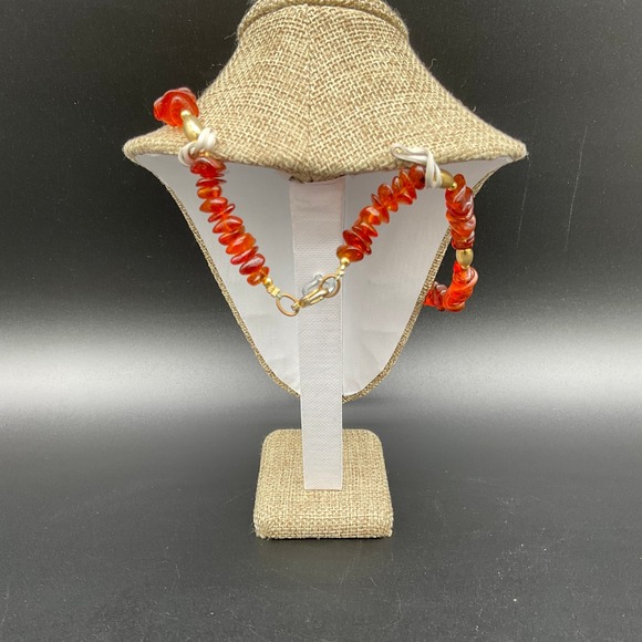 Genuine Amber Chip Necklace 18" Golden Beads Polished Cognac Baltic Style - Picture 4 of 4